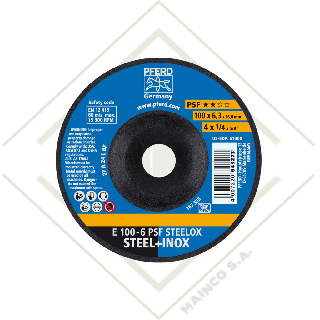 DISCO DESBASTE 7" (180X7,0X22,23) CORINDON-A INOX/ACERO