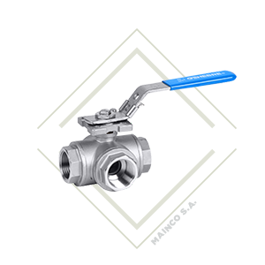 VALVULA BOLA 3VIAS NPT 1" (L) CF8M BOLA CF8M ASIENTO TEFLON 63 BAR (-25°C-180°C)