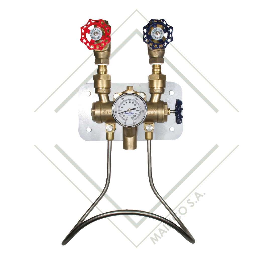 VALVULA MEZCLADORA AGUA FRIA/CALIENTE NPT 3/4" BRONCE VALVULA BOLA/TERMOMETRO CAR-AJUSTABLE 21/2" NPT 1/2" (10°C-150°C)