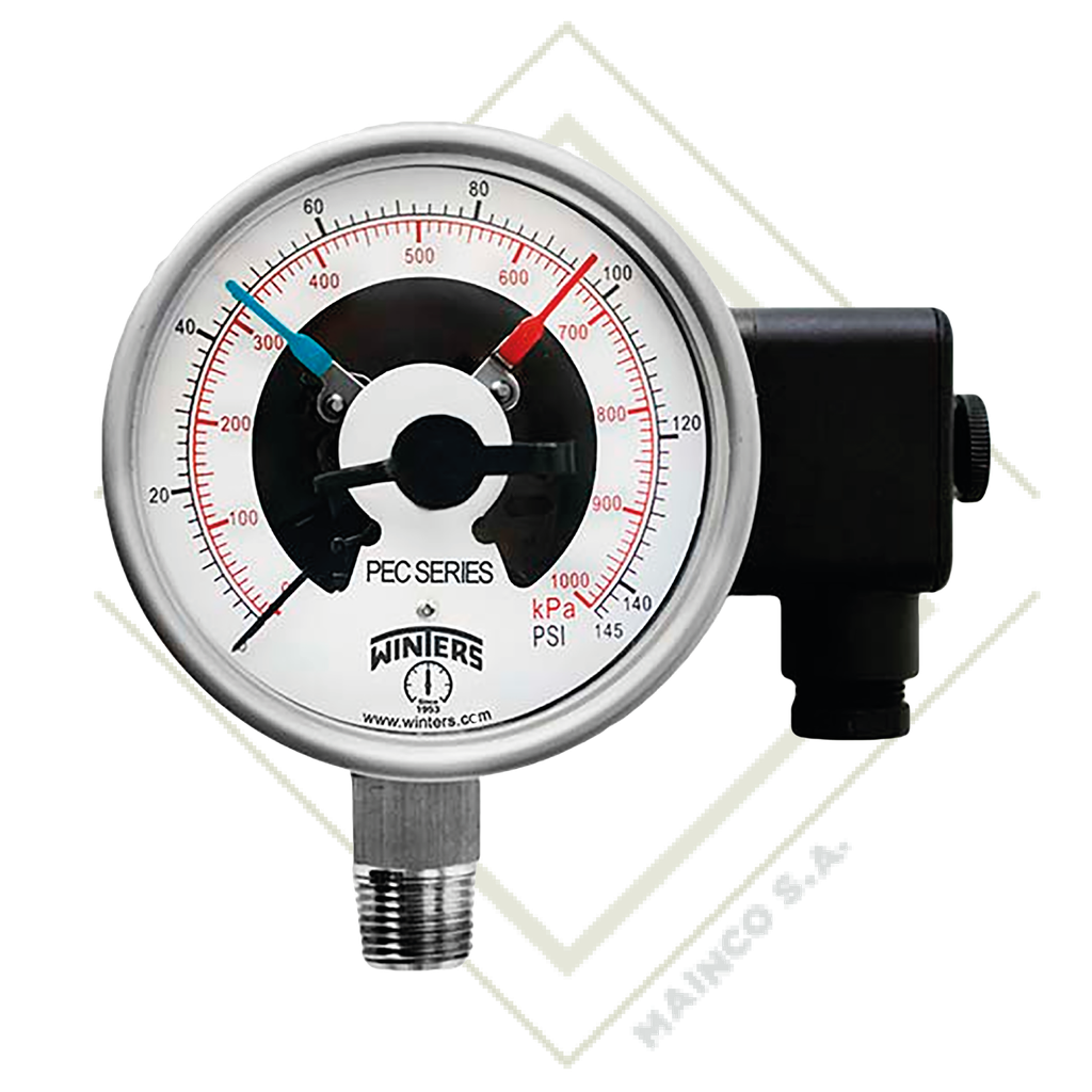MANOMETRO 0-200 PSI/KPA CARATULA 4" SS304 CONEXION INFERIOR NPT 1/2" SS316L PEC ZR