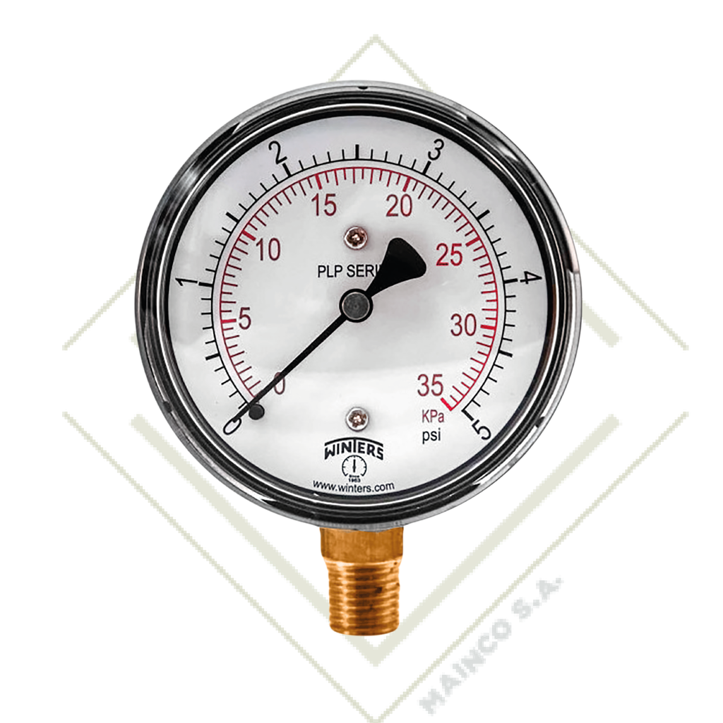 MANOMETRO 0-55" H2O CARATULA 21/2" SS304 CONEXION INFERIOR NPT 1/4" SS316 PLP
