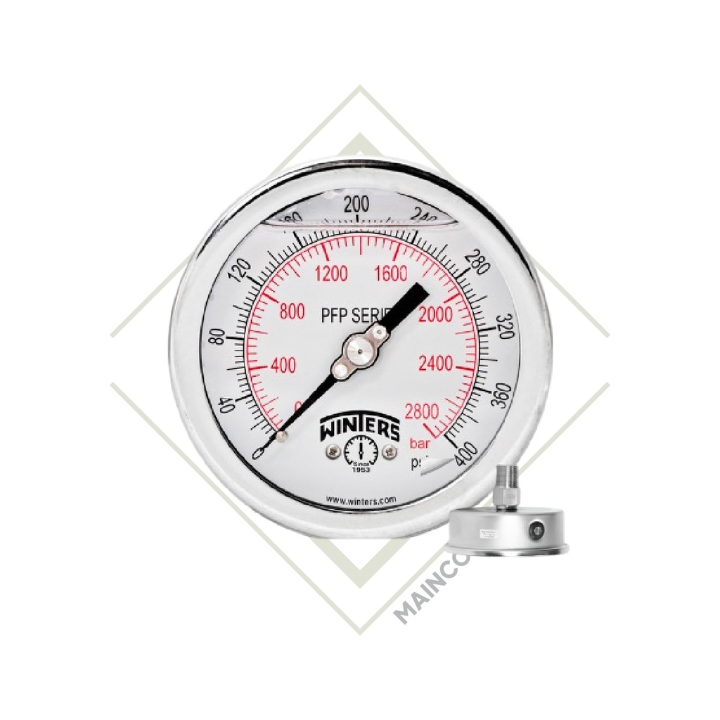 MANOMETRO 0-60 PSI/KPA CARATULA 21/2" SS304 CONEXION POSTERIOR NPT 1/4" SS316L PFP ZR