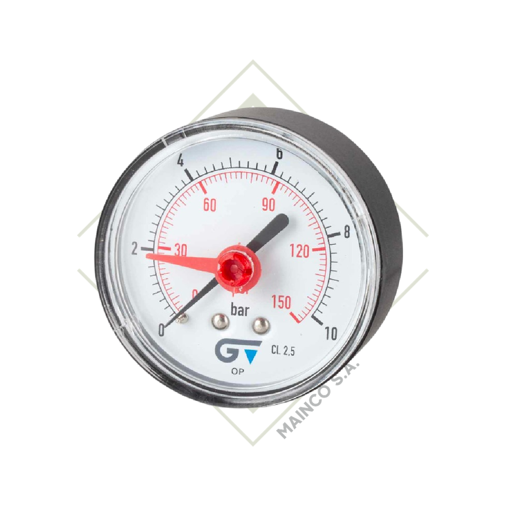 MANOMETRO 0-90 PSI CARATULA 21/2" ABS CONEXION POSTERIOR BSP 1/4" BRONCE G3826