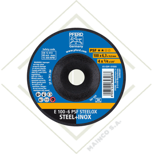 [AB00111] DISCO DESBASTE 7" (180X7,0X22,23) CORINDON-A INOX/ACERO