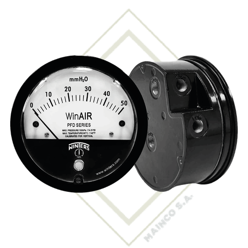 [ME02060] MANOMETRO 0/20" H2O CARATULA 4" ALUMINIO CONEXION POSTERIOR NPT 1/8" PFD