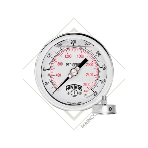 [ME02147] MANOMETRO 0-160 PSI/KPA CARATULA 4" SS304 CONEXION POSTERIOR NPT 1/4" SS316L PFP ZR