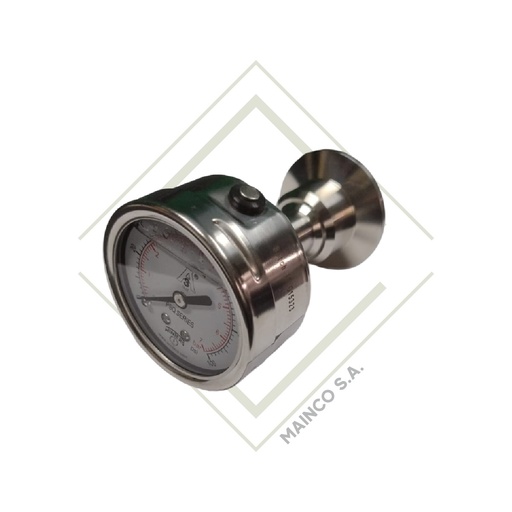 [ME02193] MANOMETRO 0-200 PSI/BAR CARATULA 21/2" SS304 CONEXION POSTERIOR CLAMP 11/2" SS316 PSQ