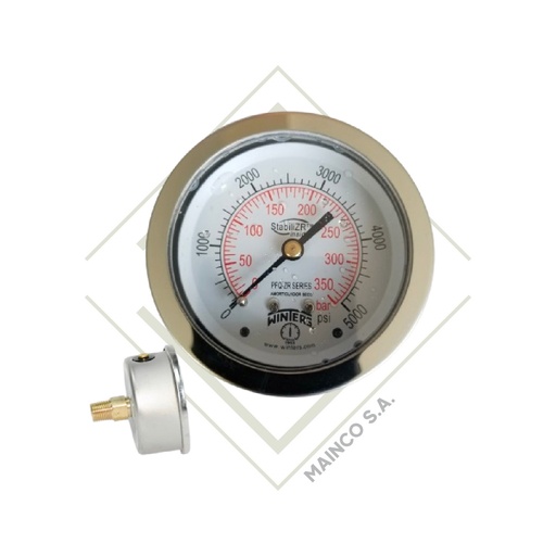 [ME02309] MANOMETRO 0-60 PSI/BAR CARATULA 21/2" SS304 CONEXION POSTERIOR NPT 1/4" BRONCE PFQ ZR