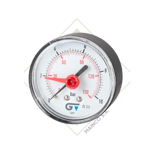[ME02337] MANOMETRO 0-90 PSI CARATULA 21/2" ABS CONEXION POSTERIOR BSP 1/4" BRONCE G3826