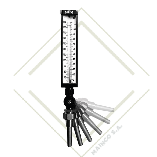 [ME02369] TERMOMETRO TIM COLUMNA (0°-150°C&30°-300°F) CARATULA 9" ALUMINIO CONEXION AJUSTABLE NPT 3/4" BRONCE TERMOPOZO 31/2"